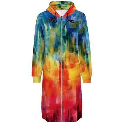 Sara's Rainbow Long Hoodie With Zipper Pockets Women's Sizes