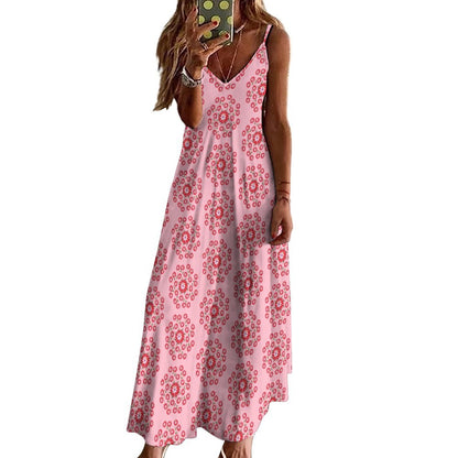 Miniaday Deaigns Bohemian Collection Spaghetti Strap Ankle-Length Dress Long dress Peach