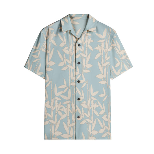 Bamboo on Blue Men's Hawaiian Shirt- Cotton