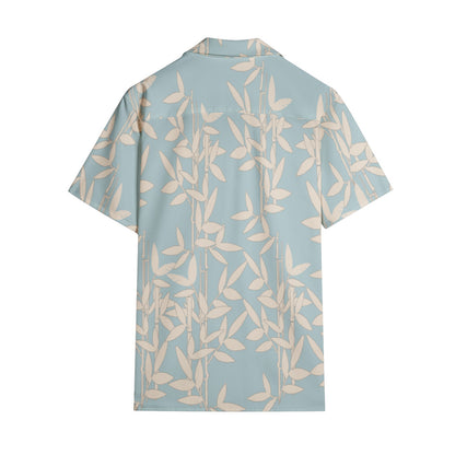 Bamboo on Blue Men's Hawaiian Shirt- Cotton