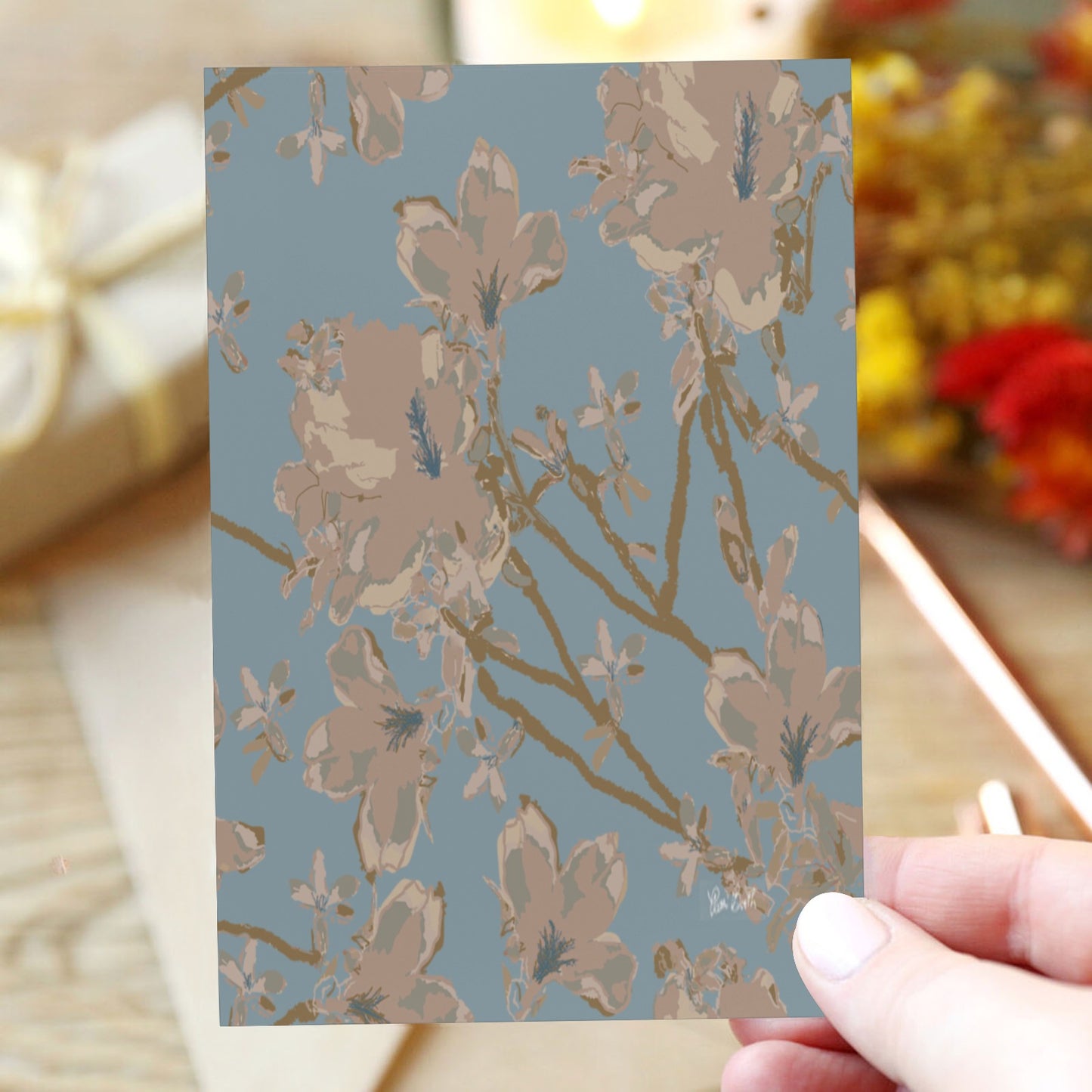 Mocha Abstract Azalea Greeting Card