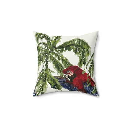 Miniaday Designs Parrot on Cream Spun Polyester Square Pillow - Miniaday Designs, LLC.