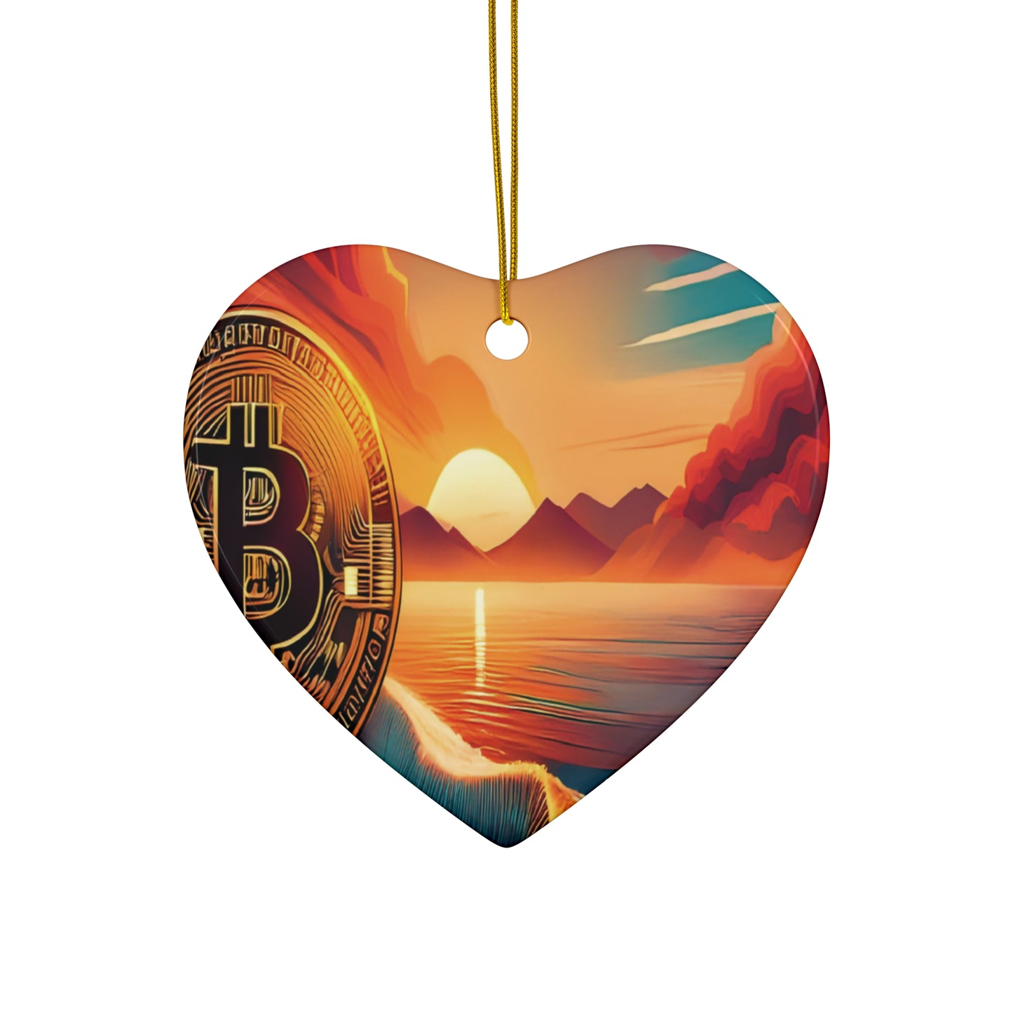 Ride the Wave with Bitcoin Ceramic Ornament, 4 Shapes