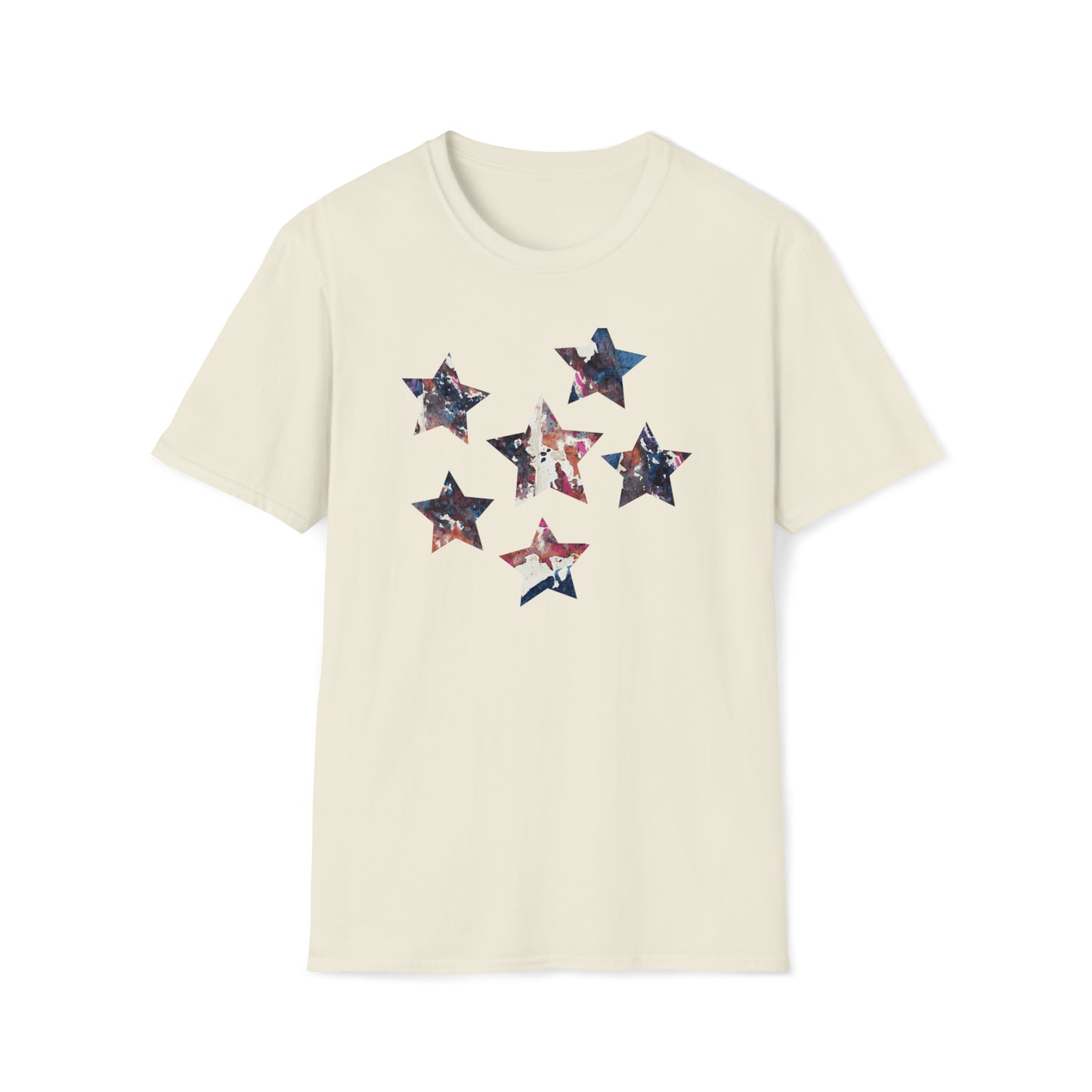 Miniaday Designs Stars Multicolor Unisex Softstyle T-Shirt