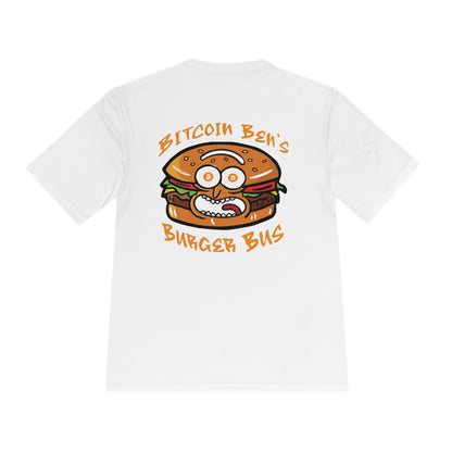 Miniaday Designs Bitcoin Ben Burger Bus Sport Tek Unisex Moisture Wicking Tee