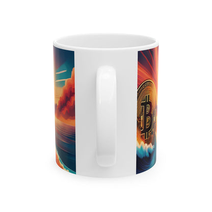 Ride the Wave Bitcoin Ceramic Mug, (11oz, 15oz)