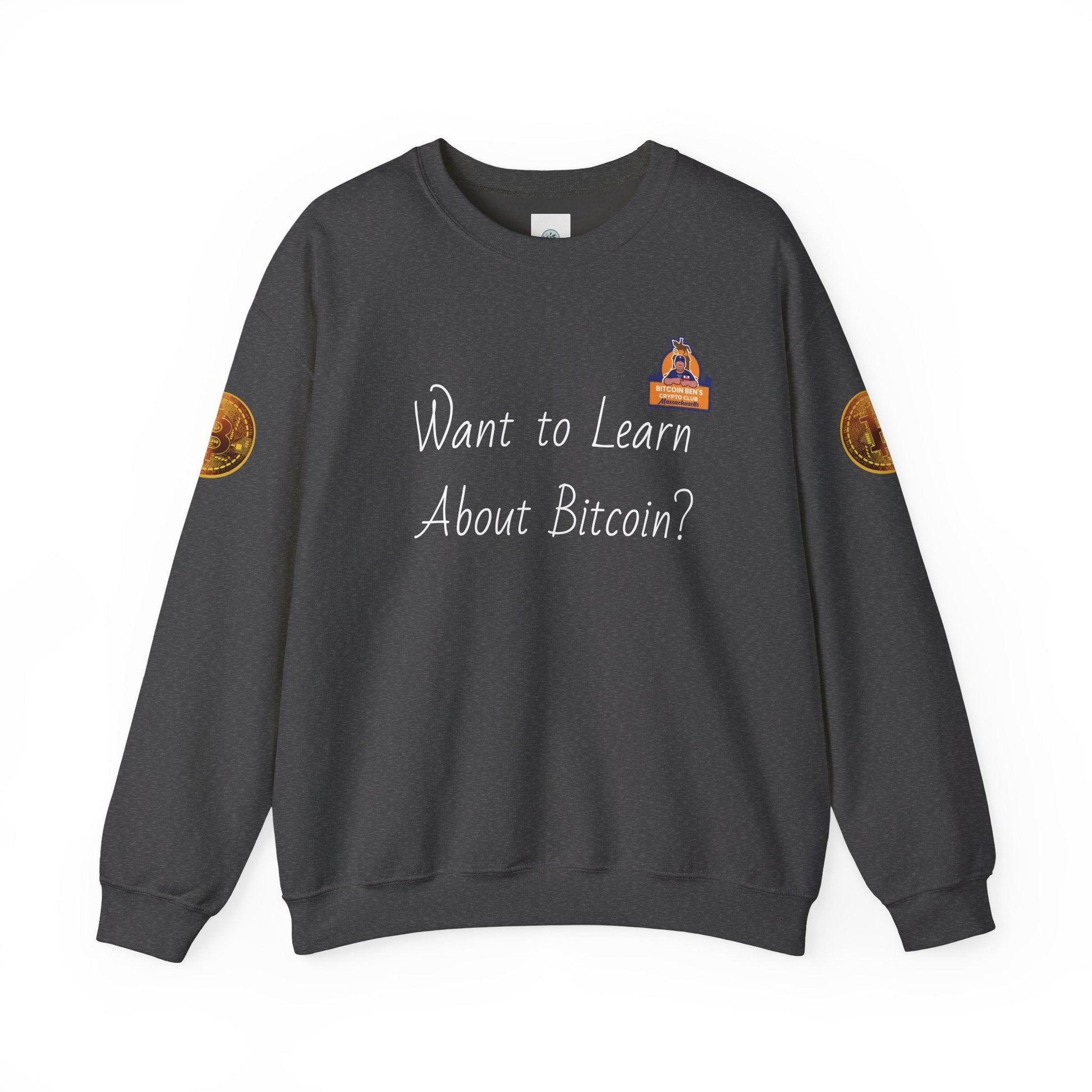 BBCC Massachusets Want to Learn About Bitcoin? Unisex Heavy Blend™ Crewneck Sweatshirt - Miniaday Designs, LLC.