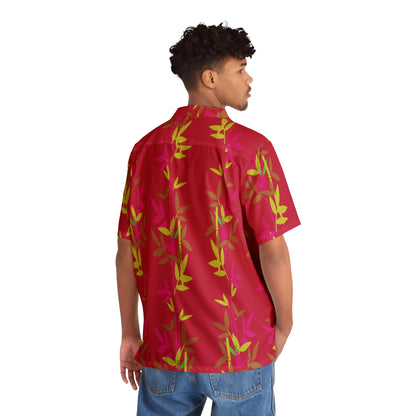 Miniaday Designs Red Bamboo Men's Hawaiian Shirt