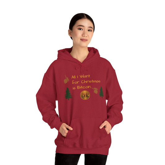 All I Want For Chirstmas is Bitcoin Trees Unisex Heavy Blend™ Hooded Sweatshirt - Miniaday Designs, LLC.