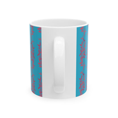 Teal Bamboo Ceramic Mug, (11oz) - Miniaday Designs, LLC.