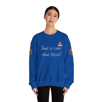 BBCC Massachusets Want to Learn About Bitcoin? Unisex Heavy Blend™ Crewneck Sweatshirt - Miniaday Designs, LLC.