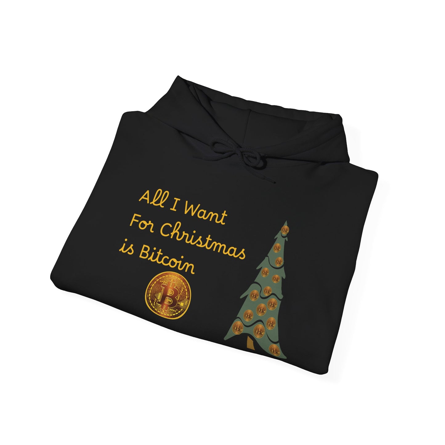 Golden All I Want for Christmas is Bitcoin and Bitcoin Crypto TreeUnisex Heavy Blend™ Hooded Sweatshirt