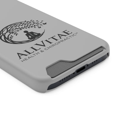 Allvitae Phone Case With Card Holder Lt Gray and Black Logo