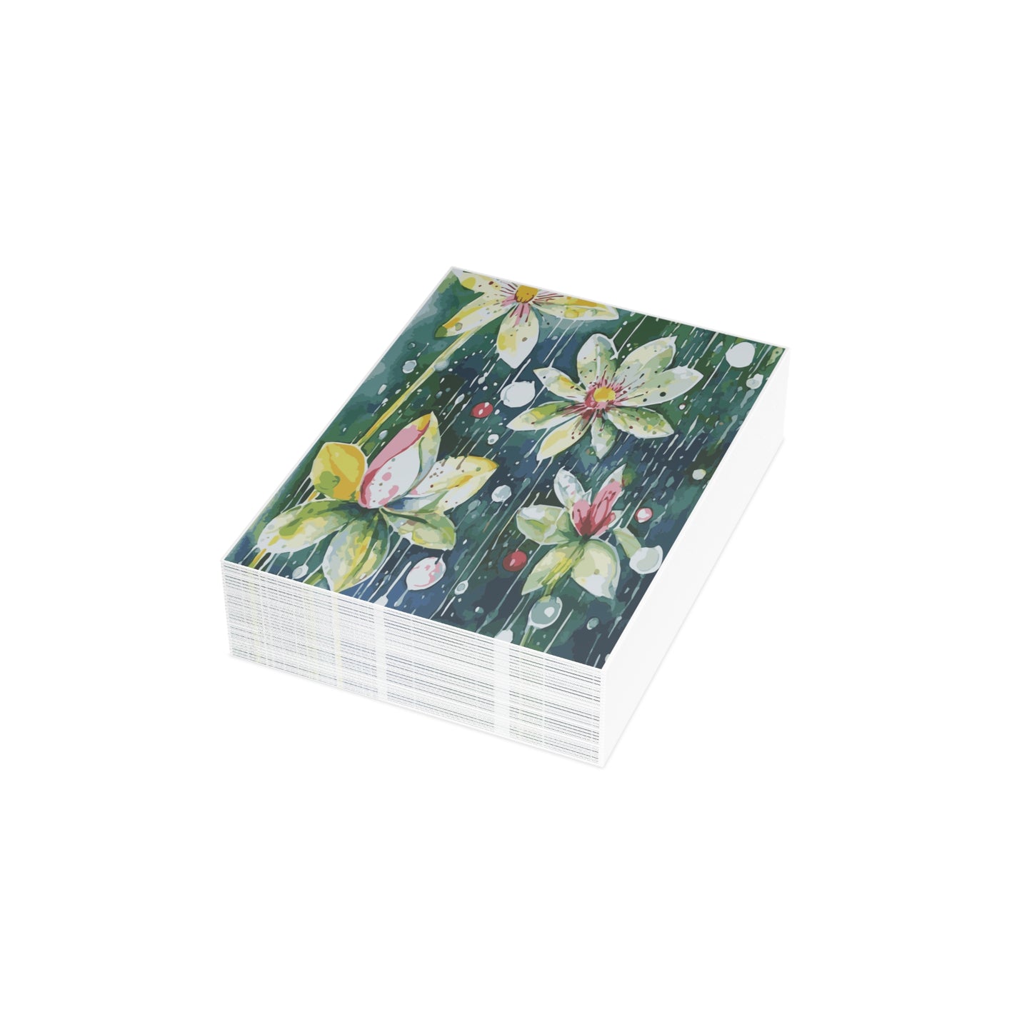 Miniaday Designs, LLC. Greeting Cards (1, 10, 30, and 50pcs) Rain-kissed Lotus Whimsy Collection - Miniaday Designs, LLC.