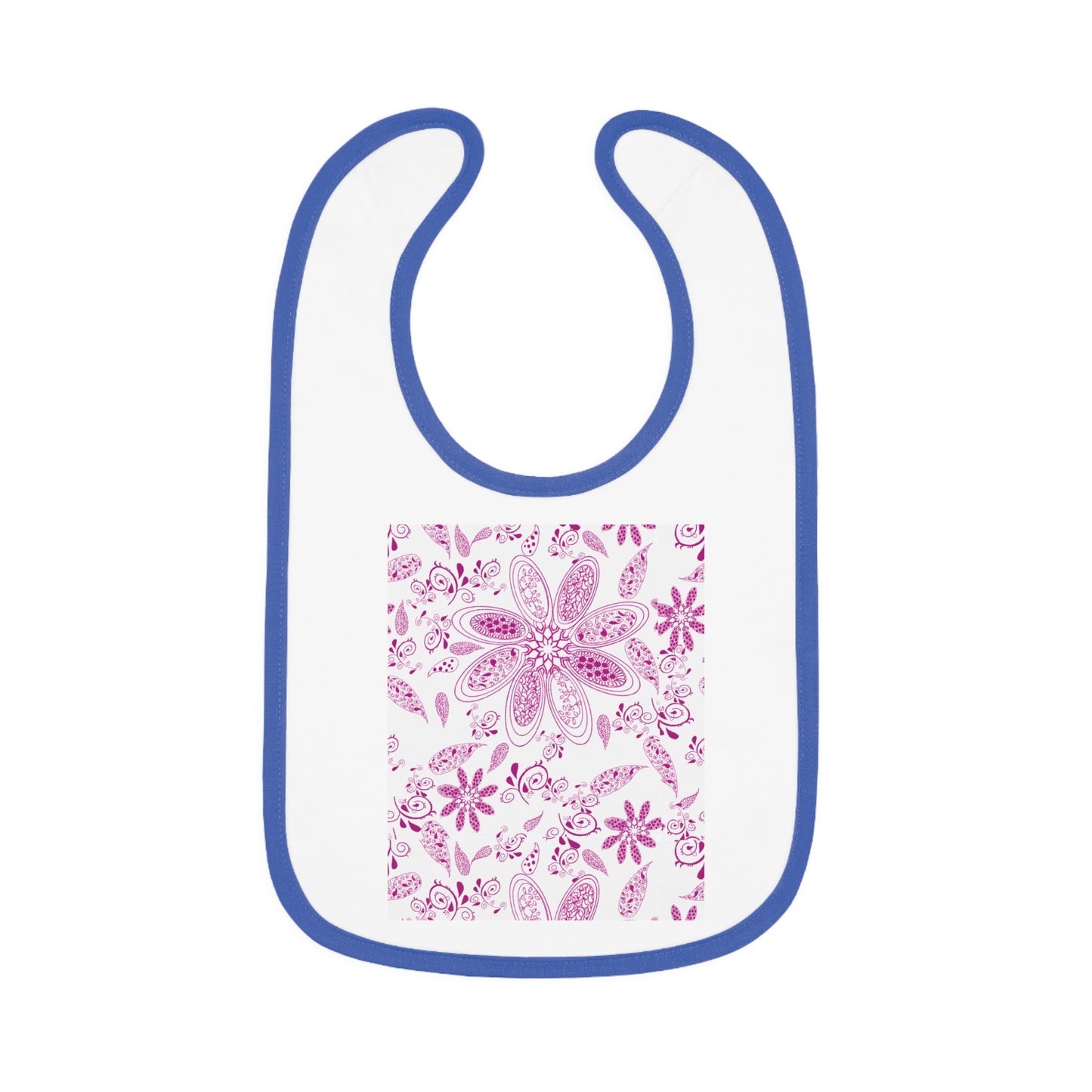 Magenta Paisley Baby Contrast Trim Jersey Bib