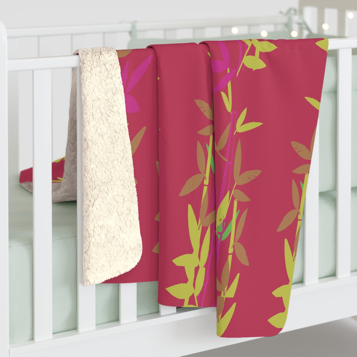 Miniaday Designs Red Bamboo Sherpa Fleece Blanket - Miniaday Designs, LLC.