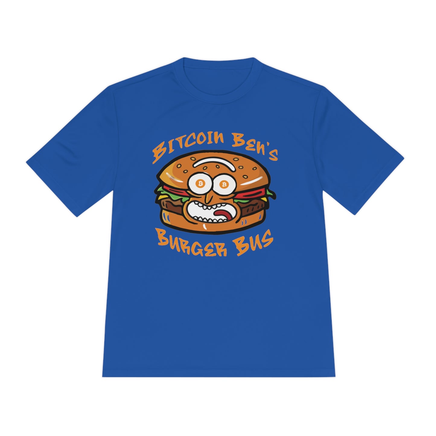 Miniaday Designs Bitcoin Ben Burger Bus Sport Tek Unisex Moisture Wicking Tee