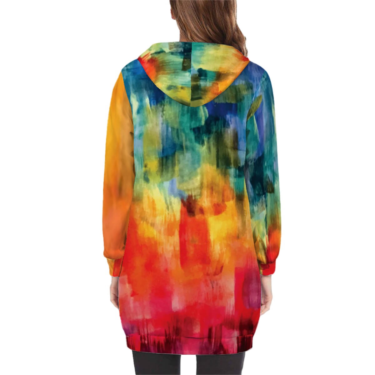 Sara's Rainbow Long Hoodie With Zipper Pockets Women's Sizes