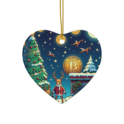 Bitcoin ChristmasCeramic Ornament, 4 Shapes