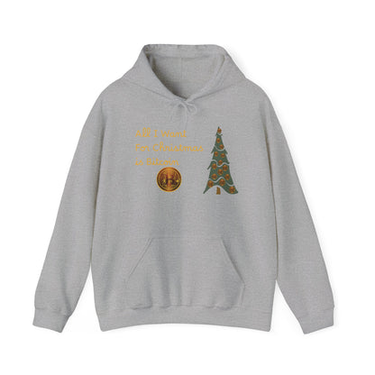 Golden All I Want for Christmas is Bitcoin and Bitcoin Crypto TreeUnisex Heavy Blend™ Hooded Sweatshirt