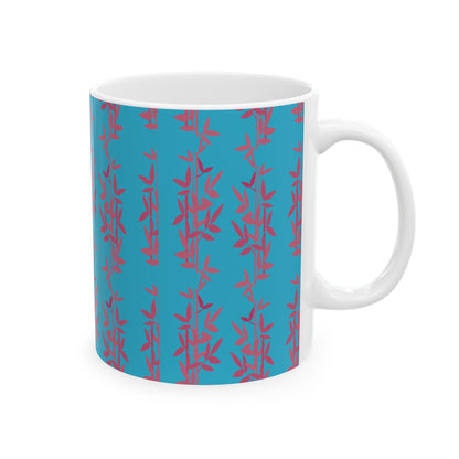 Teal Bamboo Ceramic Mug, (11oz)