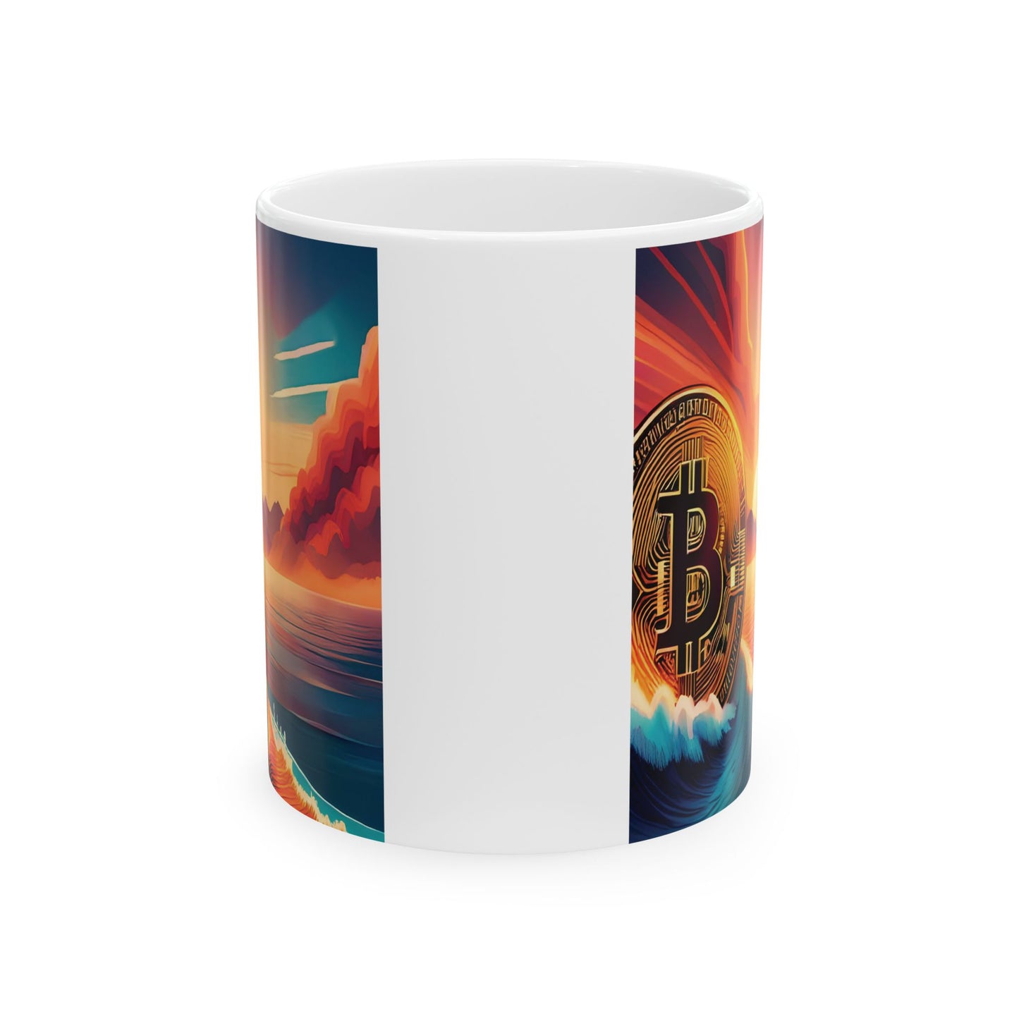 Ride the Wave Bitcoin Ceramic Mug, (11oz, 15oz)