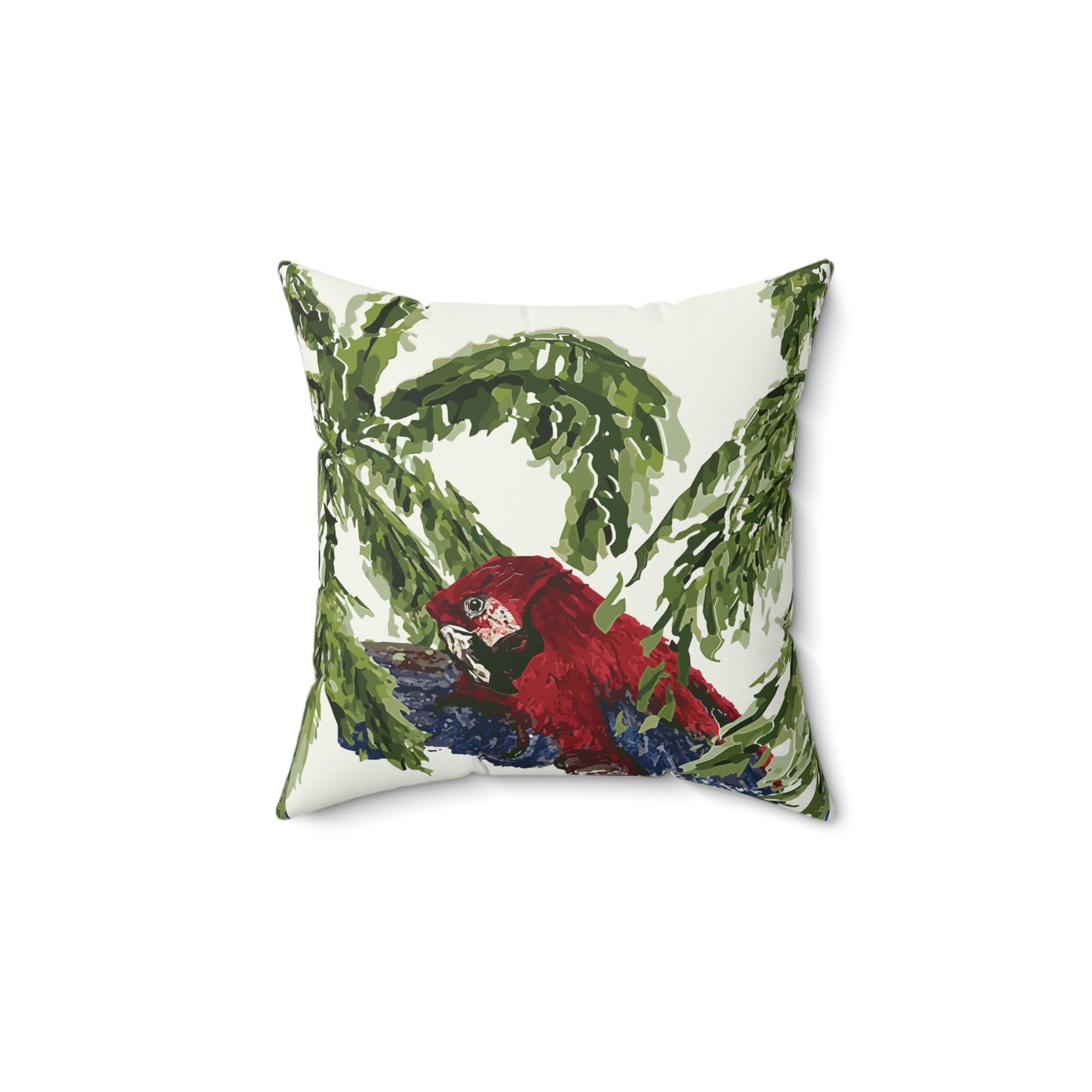 Miniaday Designs Parrot on Cream Spun Polyester Square Pillow - Miniaday Designs, LLC.