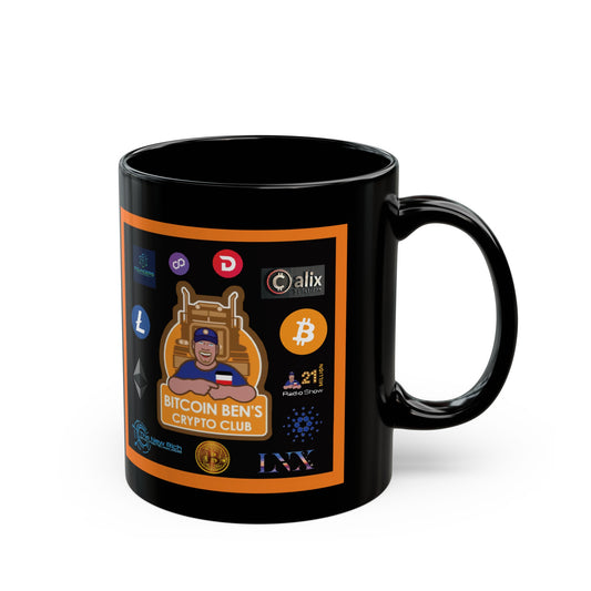 Bitcoin Ben Crypto Club and Icons Black Mug (11oz)