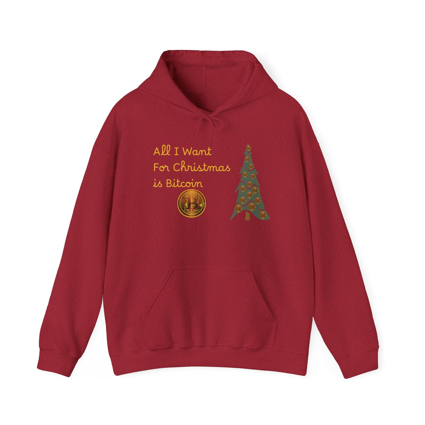 Golden All I Want for Christmas is Bitcoin and Bitcoin Crypto TreeUnisex Heavy Blend™ Hooded Sweatshirt