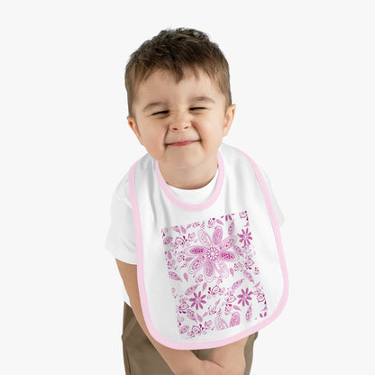 Magenta Paisley Baby Contrast Trim Jersey Bib