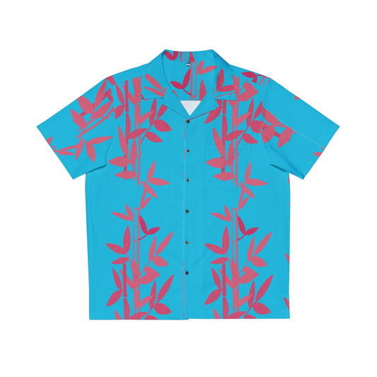 Miniaday Designs Camisa hawaiana de bambú verde azulado para hombre 