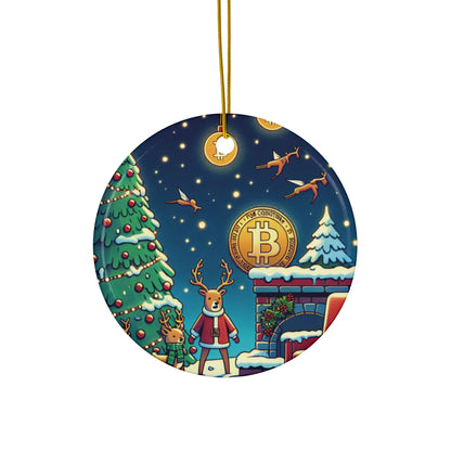 Bitcoin ChristmasCeramic Ornament, 4 Shapes