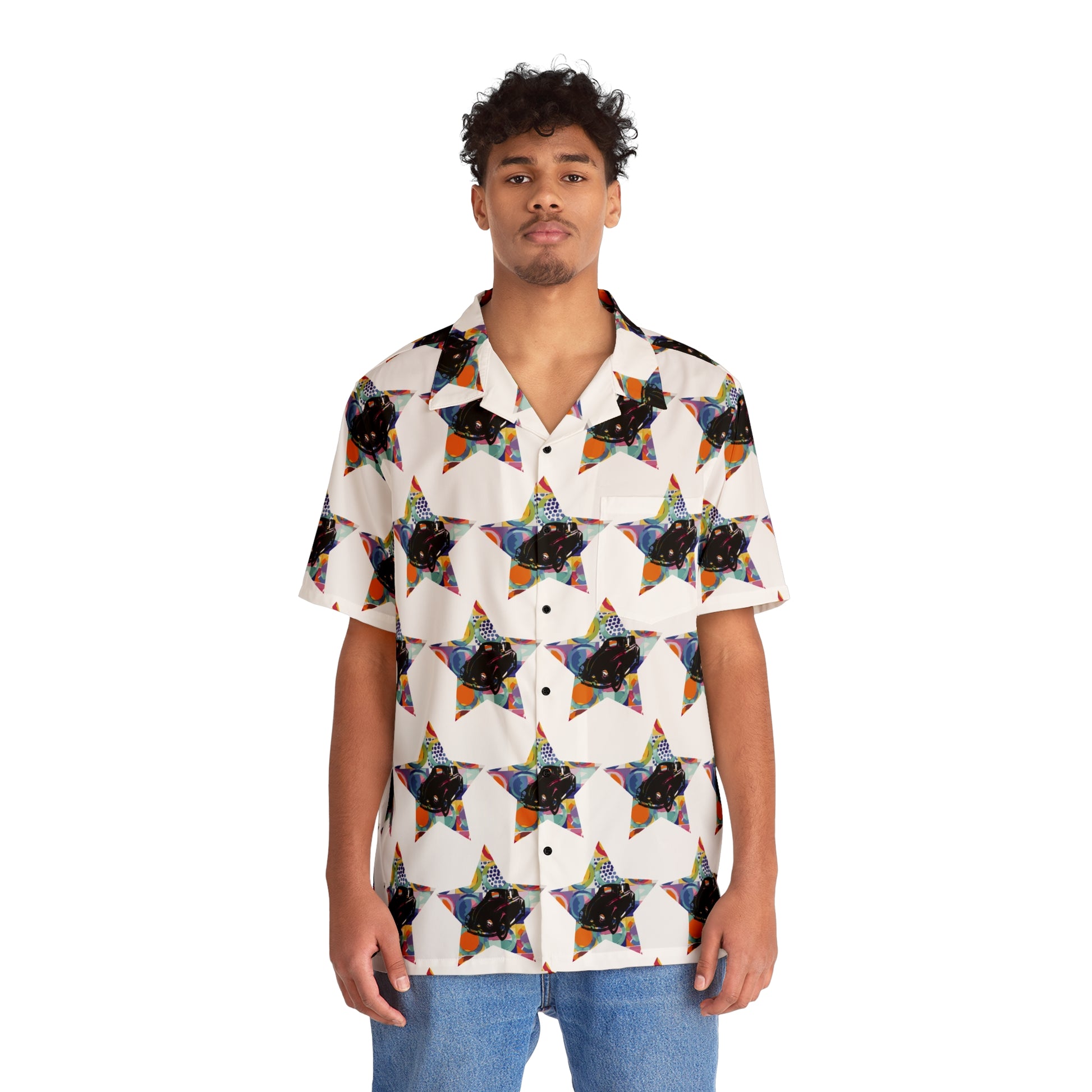 Stars and Cars Vibrant Collection by Miniaday Designs, LLC. Men's Hawaiian Shirt - Miniaday Designs, LLC.