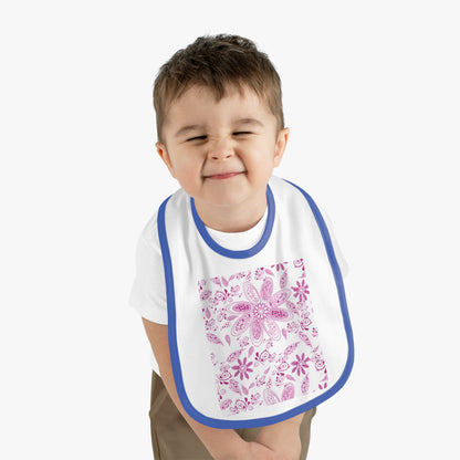 Magenta Paisley Baby Contrast Trim Jersey Bib