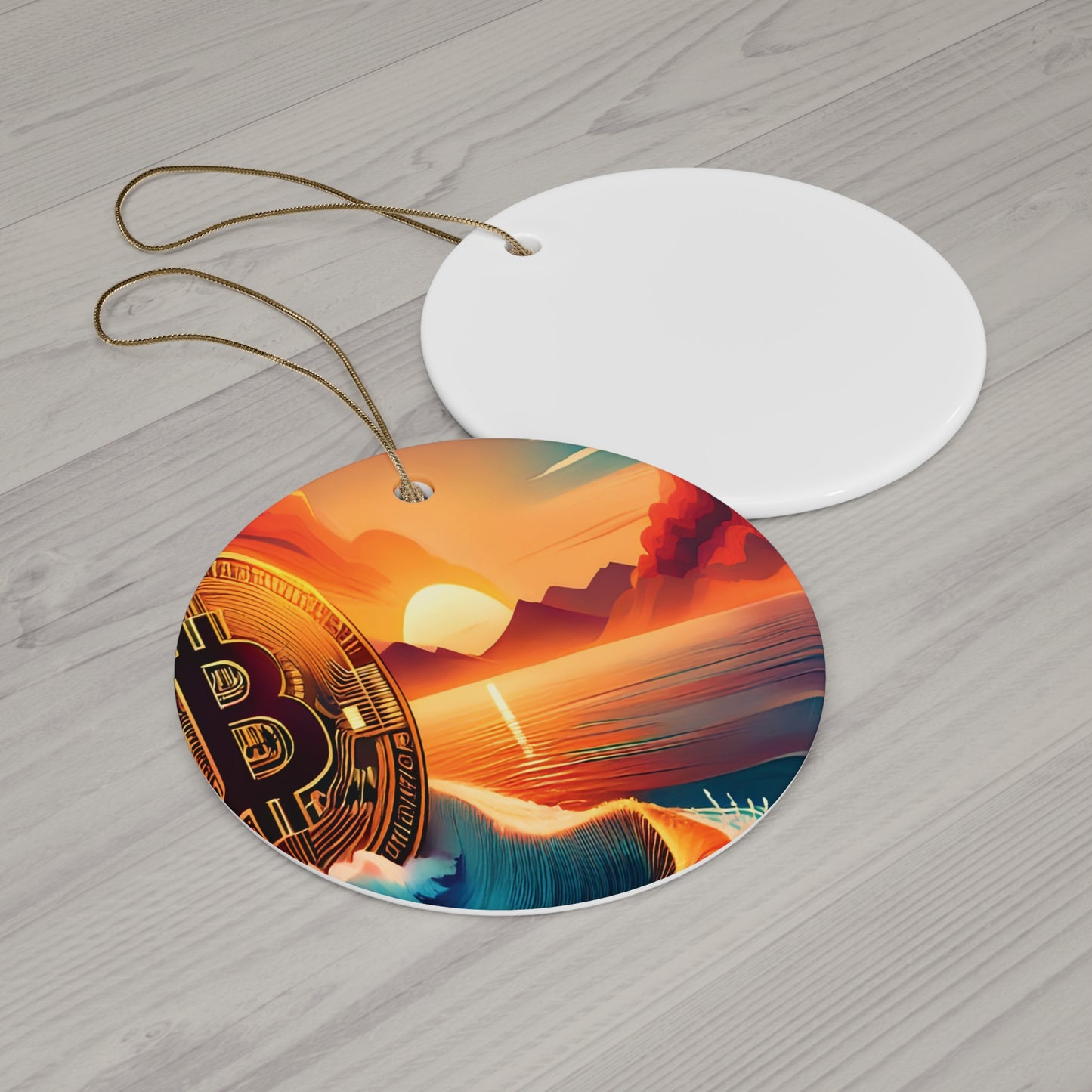 Ride the Wave with Bitcoin Ceramic Ornament, 4 Shapes