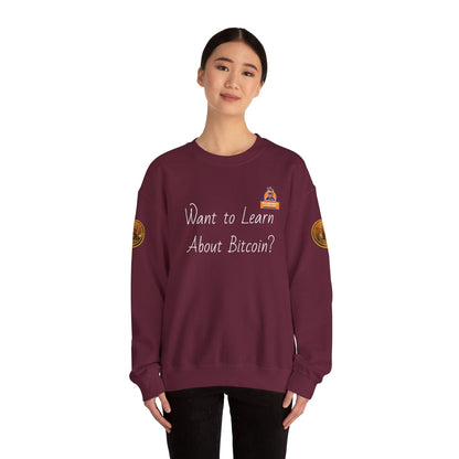 BBCC Massachusets Want to Learn About Bitcoin? Unisex Heavy Blend™ Crewneck Sweatshirt - Miniaday Designs, LLC.