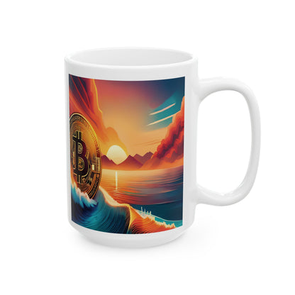 Ride the Wave Bitcoin Ceramic Mug, (11oz, 15oz)