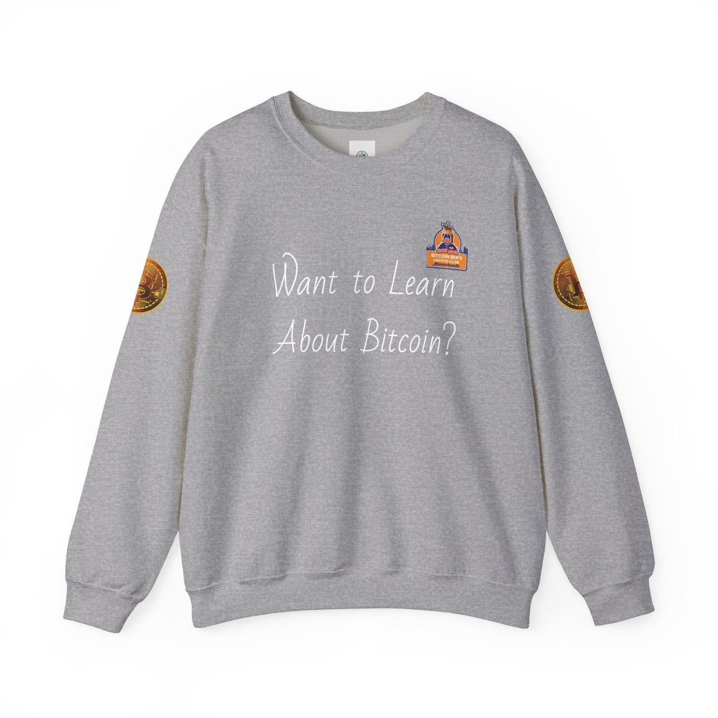 BBCC Massachusets Want to Learn About Bitcoin? Unisex Heavy Blend™ Crewneck Sweatshirt - Miniaday Designs, LLC.