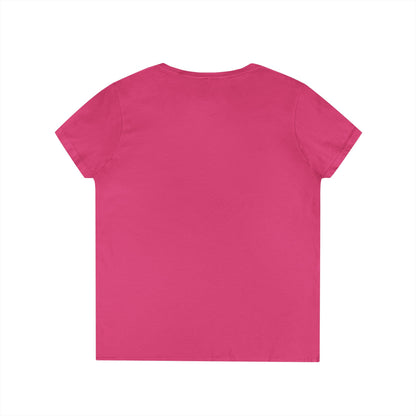 Mary Pink Hat Christmas Ladies' V-Neck T-Shirt Slim Fit