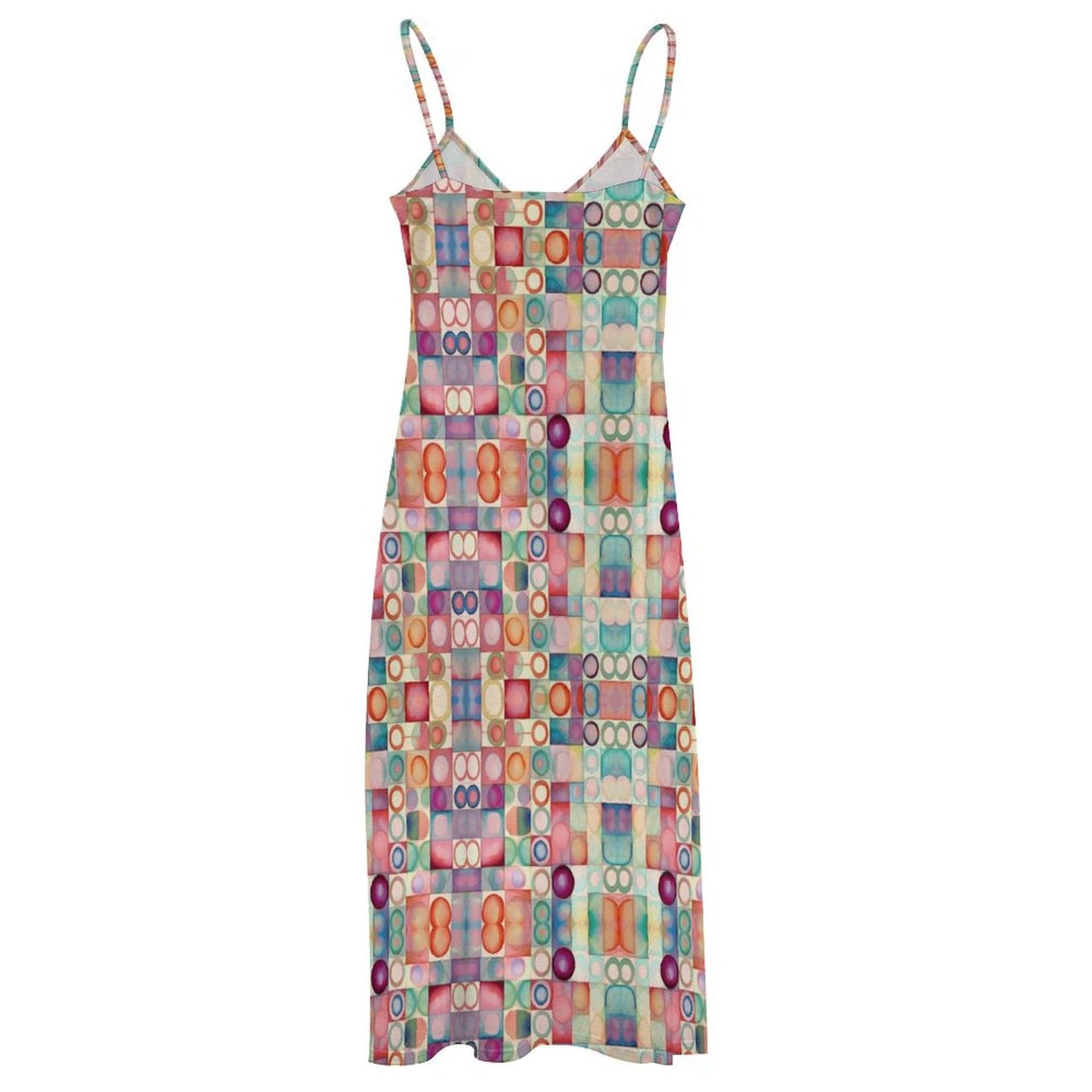 Miniaday Designs Kaleidoscope Mosaic Maxi Design Spaghetti Strap Ankle-Length Dress