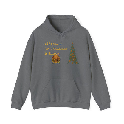 Golden All I Want for Christmas is Bitcoin and Bitcoin Crypto TreeUnisex Heavy Blend™ Hooded Sweatshirt