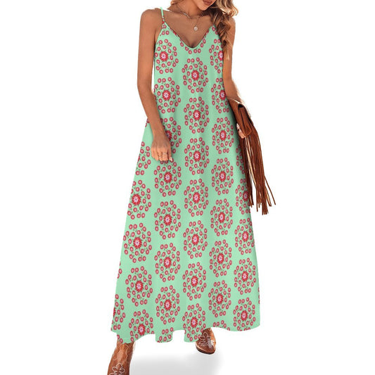 Miniaday Designs Bohemian Elegance Spaghetti Strap Ankle Length Dress Long Green