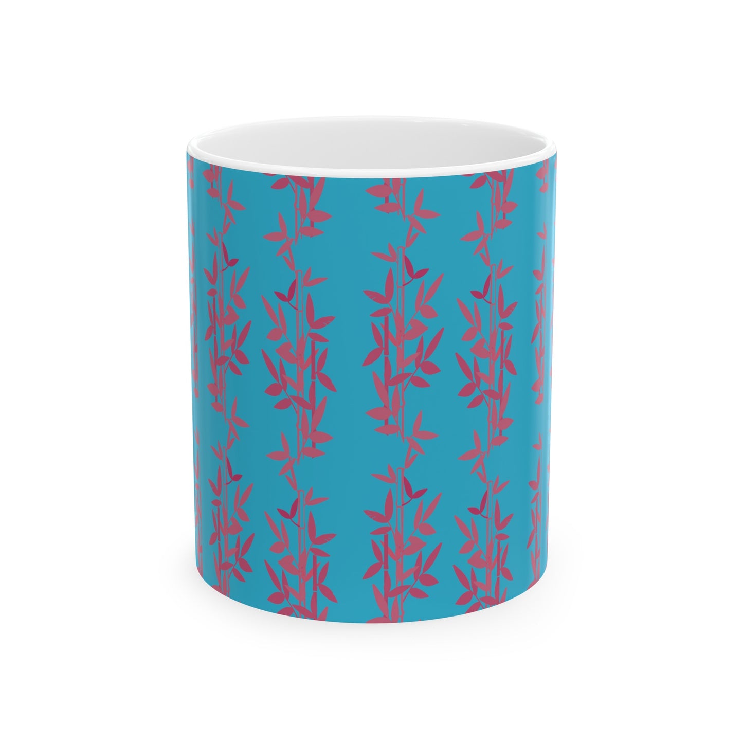 Teal Bamboo Ceramic Mug, (11oz) - Miniaday Designs, LLC.