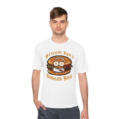 Miniaday Designs Bitcoin Ben Burger Bus Sport Tek Unisex Moisture Wicking Tee