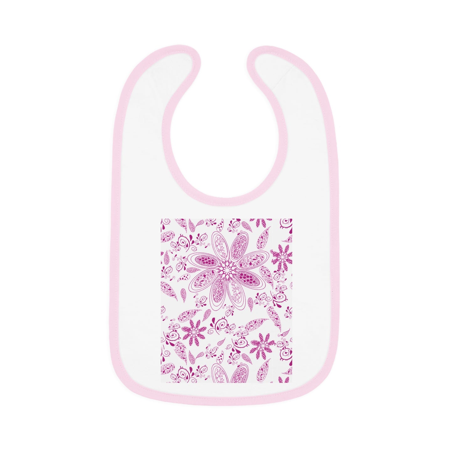 Magenta Paisley Baby Contrast Trim Jersey Bib