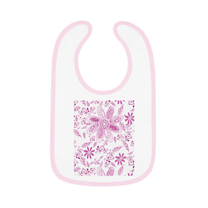 Magenta Paisley Baby Contrast Trim Jersey Bib