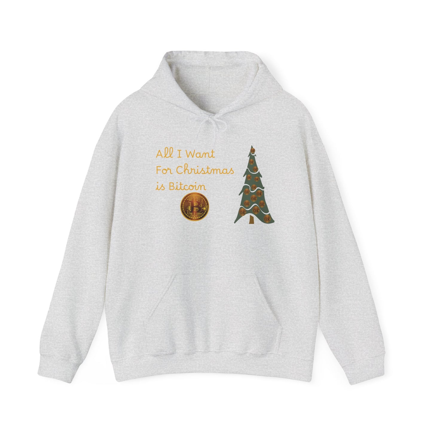 Golden All I Want for Christmas is Bitcoin and Bitcoin Crypto TreeUnisex Heavy Blend™ Hooded Sweatshirt