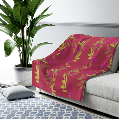 Miniaday Designs Red Bamboo Sherpa Fleece Blanket - Miniaday Designs, LLC.