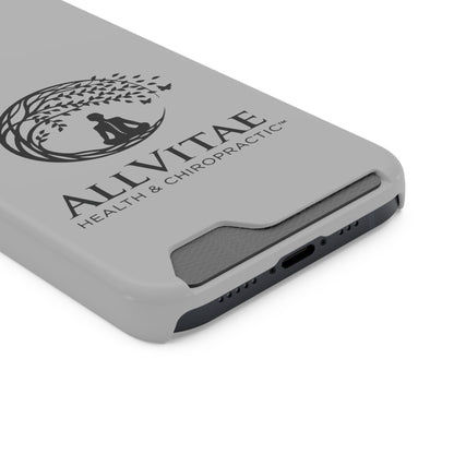 Allvitae Phone Case With Card Holder Lt Gray and Black Logo