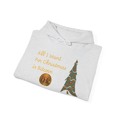 Golden All I Want for Christmas is Bitcoin and Bitcoin Crypto TreeUnisex Heavy Blend™ Hooded Sweatshirt